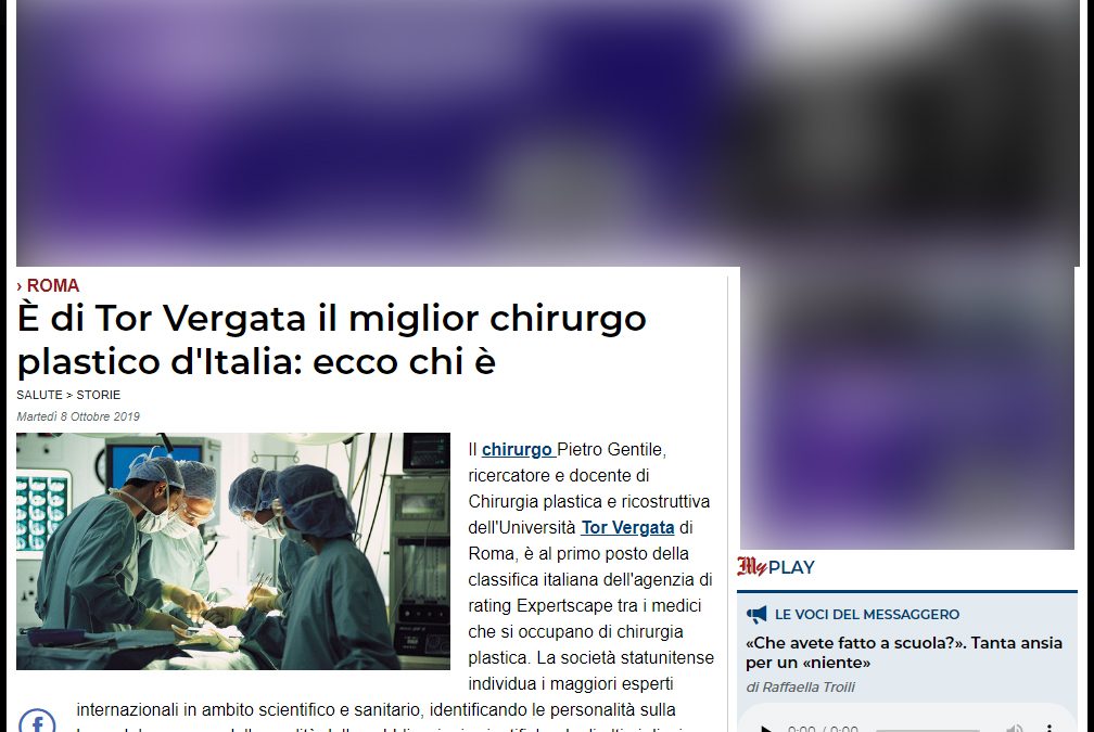 Miglior Chirurgo Plastico d’Italia 2019 secondo l’agenzia di ranking americana Expertscape