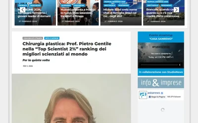 Askanews | Chirurgia plastica: Prof. Pietro Gentile nella “Top Scientist 2%” ranking dei migliori scienziati al mondo