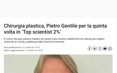 DiRE | Chirurgia plastica, Pietro Gentile per la quinta volta in ‘Top scientist 2%’