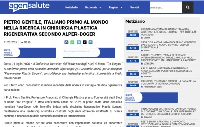 AgenSalute | Pietro Gentile, italiano primo al mondo nella ricerca in chirurgia plastica rigenerativa secondo Alper-Doger