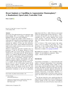 Breast Implants or Lipofilling in Augmentation Mammoplasty
